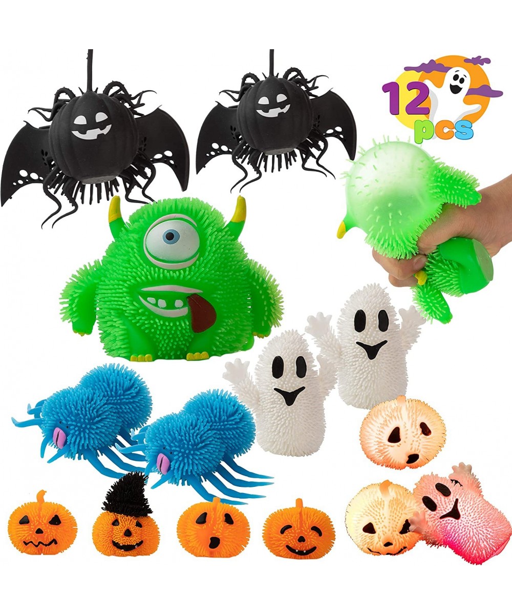 Halloween 12 PCS Stress Relief Toys for Kids Squeeze Squishy with LED Glow in The Dark Effect Monster Ghost and Pumpkins Toys...