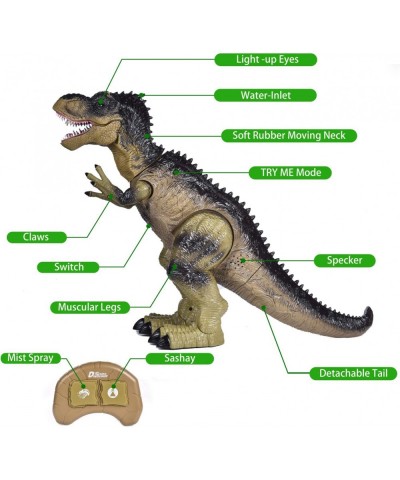 Remote Control Dinosaur Toy for Boys Realistic 18.5" Large RC Tyrannosaurus Rex Walking & Spray Mist with Glowing Eyes Dino F...