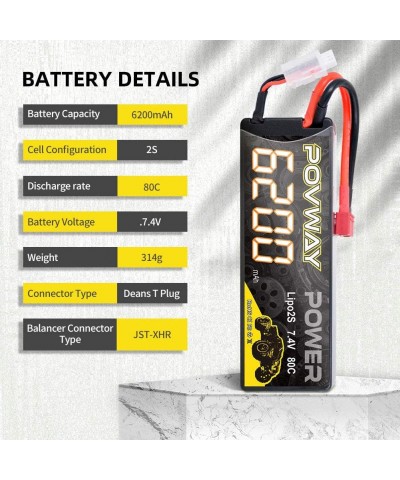 2S 6200mAh 7.4V LiPo Battery Hard Case 80C with T Plug for RC Cars RC Truck Buggy-2pack $59.78 Hobby Remote & App Controlled ...