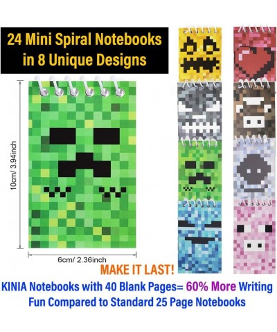 24 PACK 100 Pcs Video Game Miner Craft Pixel Birthday Party Favors for Kids - 24 Mini Pixel Notebooks – 24 Miner Drinking Str...