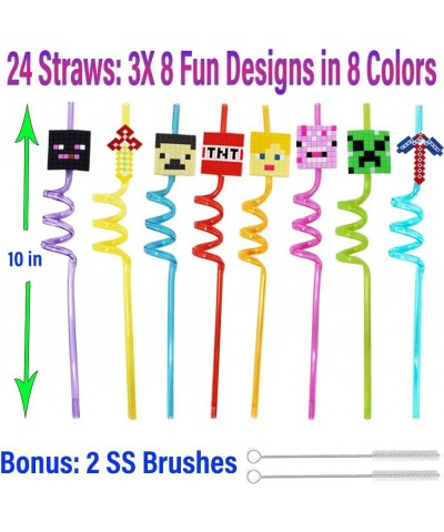 24 PACK 100 Pcs Video Game Miner Craft Pixel Birthday Party Favors for Kids - 24 Mini Pixel Notebooks – 24 Miner Drinking Str...