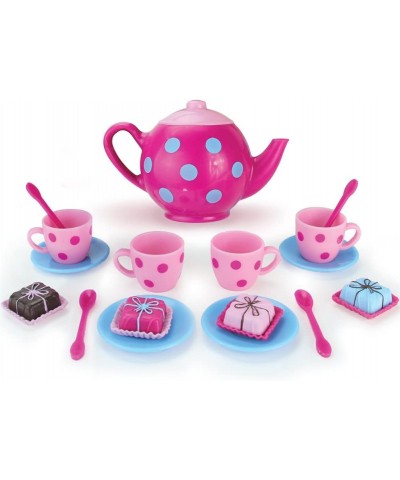 17 Piece Polka Dot Tea Set with Tea Pot and Cups Plus Four Detailed Petit Four Cakes for 18 Inch Dolls Pink/Blue $24.23 Doll ...