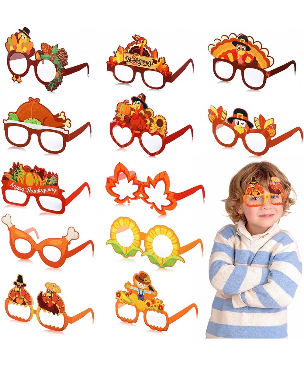 36 Pcs Thanksgivings Glasses Thanksgiving Turkey Sunglasses Pumpkin Maple Leaf Thanksgiving Party Paper Glasses Photo Prop fo...