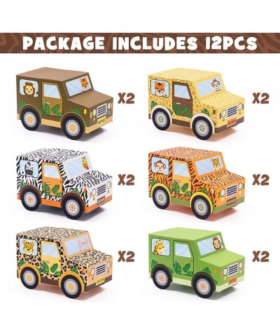 Jungle Party Favor Boxes Safari Party Decorations Truck Shaped Treat Boxes for Kids Boys Girls Happy Birthday Baby Shower Wil...