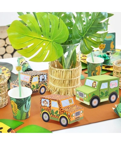 Jungle Party Favor Boxes Safari Party Decorations Truck Shaped Treat Boxes for Kids Boys Girls Happy Birthday Baby Shower Wil...