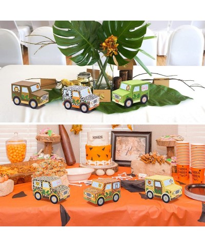 Jungle Party Favor Boxes Safari Party Decorations Truck Shaped Treat Boxes for Kids Boys Girls Happy Birthday Baby Shower Wil...