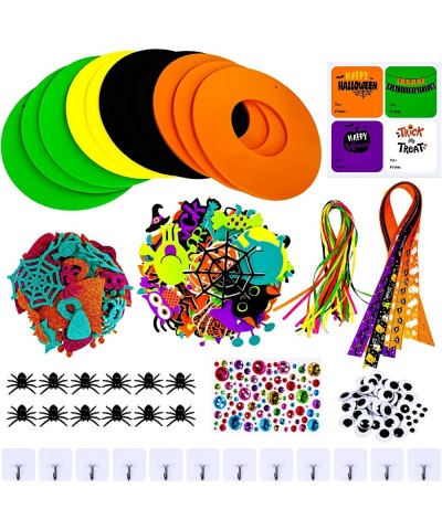 12 Sets Halloween Wreath Signs Decorations Art Sets DIY Halloween Craft Kits Fall Kids Crafts Pumpkin Monster Candy Corn Spid...