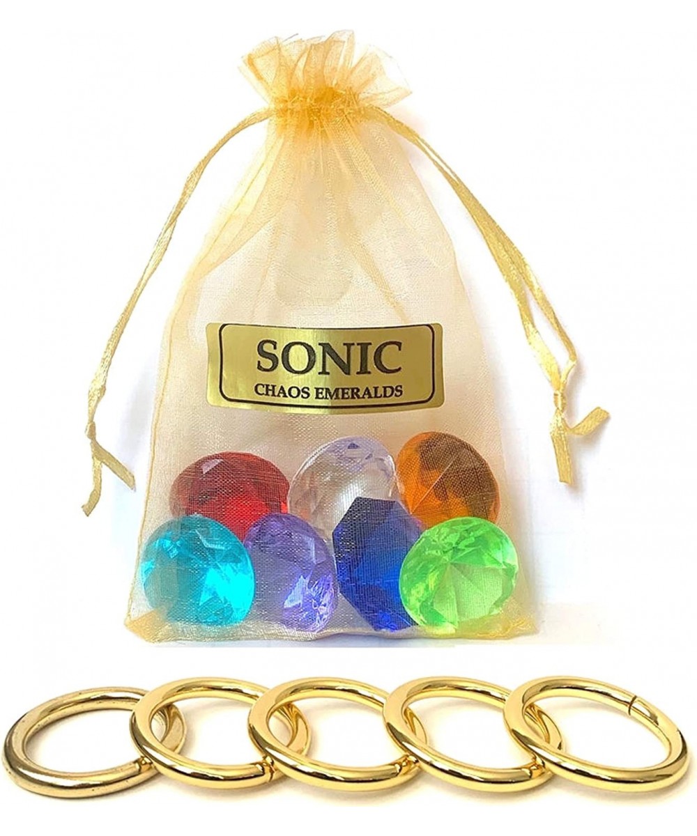 Sonic - 7 Chaos Emeralds Gems & 5 Gold Power Rings - In a Gift Bag $43.99 Kids' Dress-Up Accessories