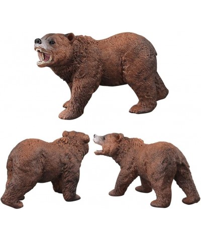 Pack of 3 Grizzly Bear Figures Toy Forest Bear Animal Figurines Set Cake Topper Woodland Animal Party Supplies Baby Shower Br...