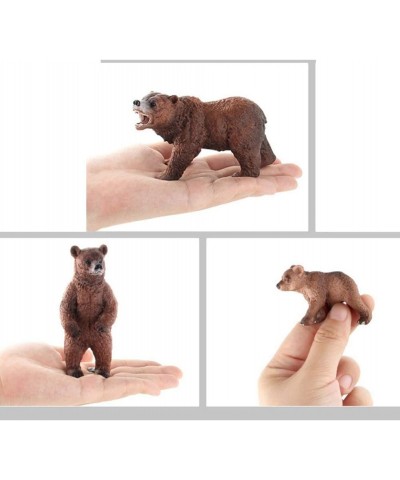 Pack of 3 Grizzly Bear Figures Toy Forest Bear Animal Figurines Set Cake Topper Woodland Animal Party Supplies Baby Shower Br...