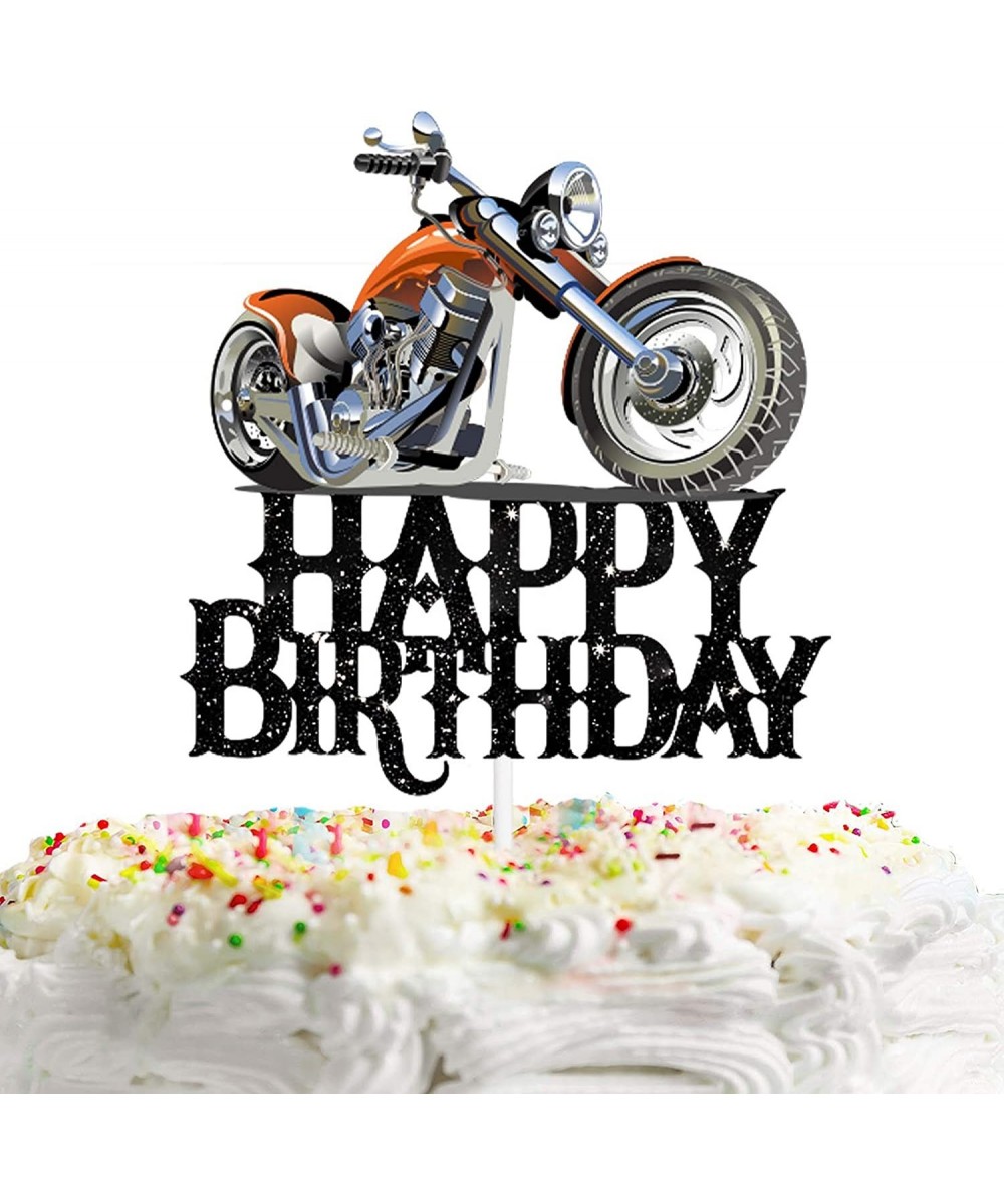 Happy Birthday Cake Topper Motorbike Theme Kids Party Decor Picks for Motorcycle Rider Racing Decorations Supplies Black $18....