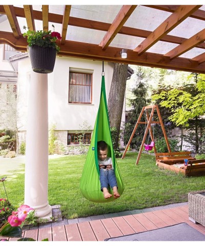 Kids Swing Hammock Pod Chair - Child's Rope Hanging Sensory Seat Nest Indoor Outdoor Use Inflatable Pillow - Great Children A...