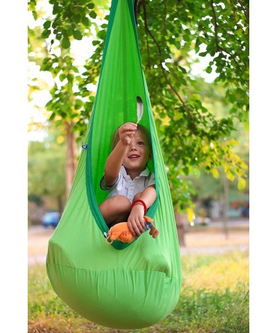 Kids Swing Hammock Pod Chair - Child's Rope Hanging Sensory Seat Nest Indoor Outdoor Use Inflatable Pillow - Great Children A...