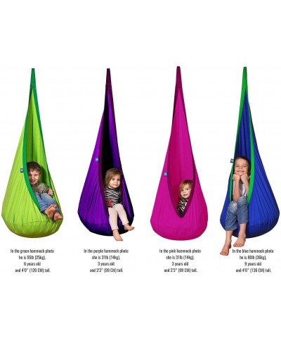 Kids Swing Hammock Pod Chair - Child's Rope Hanging Sensory Seat Nest Indoor Outdoor Use Inflatable Pillow - Great Children A...