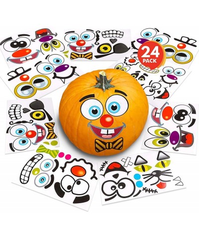 Halloween Pumpkin Decorating Stickers - 24 Sheets - Jack-o-Lantern Decoration Kit - 52 Total Face Stickers - Cute Halloween D...