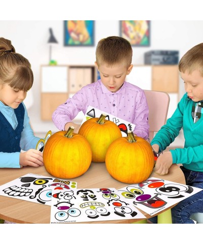 Halloween Pumpkin Decorating Stickers - 24 Sheets - Jack-o-Lantern Decoration Kit - 52 Total Face Stickers - Cute Halloween D...