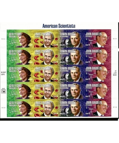 AMERICAN SCIENTISTS ~ JOHN BARDEEN ~ EDWIN HUBBLE ~ LINUS PAULING ~ GERTY CORI 4227 Pane of 20 x 41¢ US Postage Stamps $22.26...