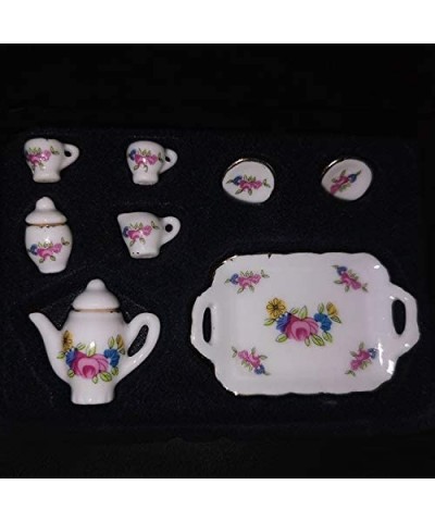 Dollhouse Decoration Accessories 1:12 Dollhouse Miniature Scene Model 8 PCS Porcelain Teacup and Saucer Set Pretend Play Toy ...