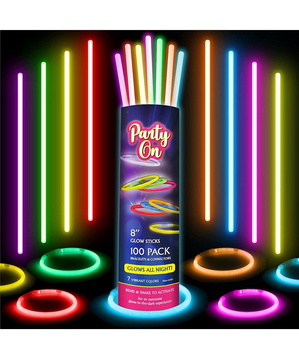 Glow Sticks Bulk Party Supplies. 100 Pack. 8 Inch Glow in the Dark Sticks Light Up Party Favors. Neon Glow Bracelets and Glow...