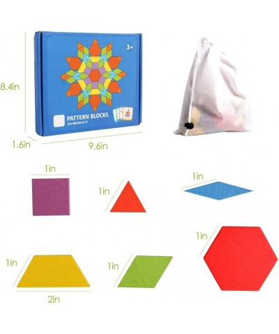 Wooden Pattern Blocks Set 155 Pcs Geometric Shape Puzzle Kindergarten Tangram Brain Teasers Early Educational Montessori for ...