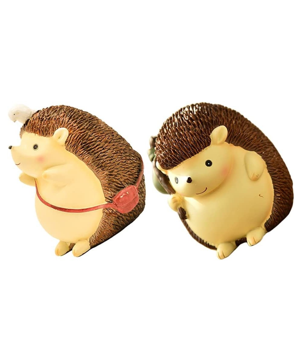 2Pcs Cute Hedgehog Piggy Bank Cartoon Animal Coin Bank Money Bank Resin Hedgehog Figurines Statues Car Decor Fairy Garden Ani...