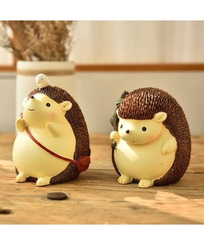 2Pcs Cute Hedgehog Piggy Bank Cartoon Animal Coin Bank Money Bank Resin Hedgehog Figurines Statues Car Decor Fairy Garden Ani...