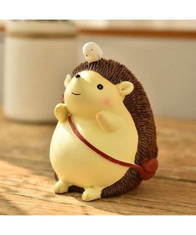 2Pcs Cute Hedgehog Piggy Bank Cartoon Animal Coin Bank Money Bank Resin Hedgehog Figurines Statues Car Decor Fairy Garden Ani...