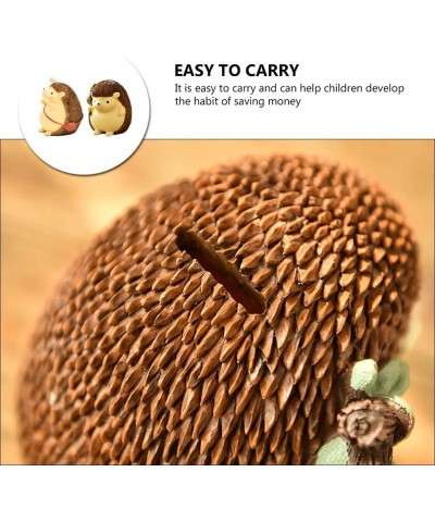 2Pcs Cute Hedgehog Piggy Bank Cartoon Animal Coin Bank Money Bank Resin Hedgehog Figurines Statues Car Decor Fairy Garden Ani...