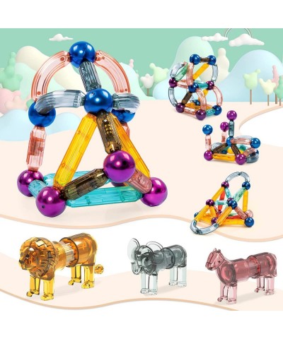 Toy Magnetic Building Sets - Magnetic Balls Rods Set with LED Lighting Animals STEM Magnetic Discovery Building Set 3D Puzzle...