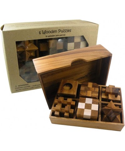 6 Wooden Puzzle Gift Set in A Wood Box - 3D Unique IQ Puzzles $49.73 Brain Teaser Puzzles