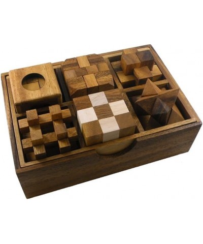 6 Wooden Puzzle Gift Set in A Wood Box - 3D Unique IQ Puzzles $49.73 Brain Teaser Puzzles