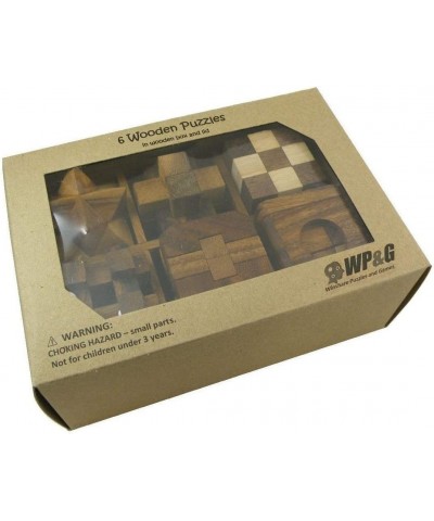 6 Wooden Puzzle Gift Set in A Wood Box - 3D Unique IQ Puzzles $49.73 Brain Teaser Puzzles