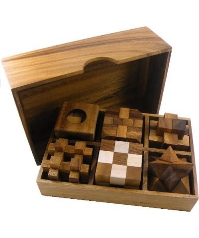 6 Wooden Puzzle Gift Set in A Wood Box - 3D Unique IQ Puzzles $49.73 Brain Teaser Puzzles