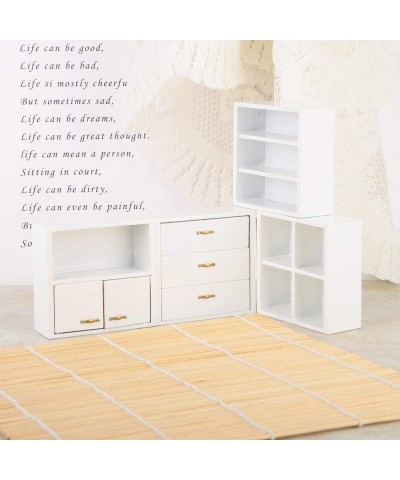 Wooden Dollhouse Furniture 1:12 Mini Wood Cabinet Furniture Living Room Bedroom Cabinet Wooden Dollhouse Furniture Set Living...