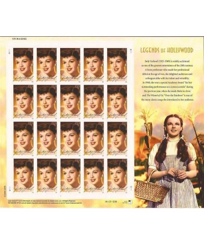 Judy Garland Legends of Hollywood 20 x 39 Cent Stamps USA 2006 Scott 4077 $24.03 Collectible Postage Stamps