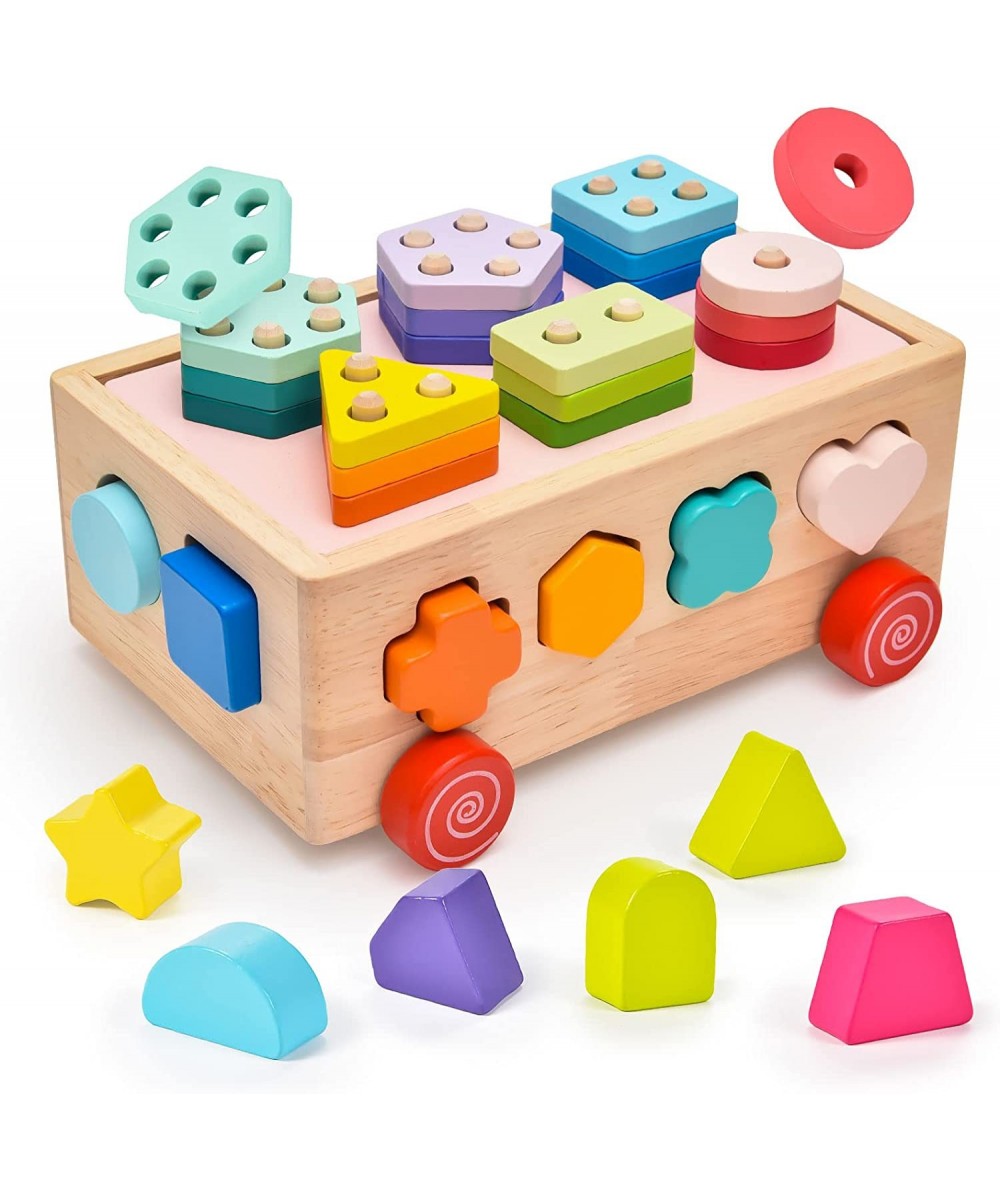 Wooden Shape Sorter Montessori Toys for 2 3 4 Year Old Toddlers Color Sorting Stacking Toys Preschool Kids Learning & Educati...