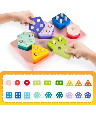 Wooden Shape Sorter Montessori Toys for 2 3 4 Year Old Toddlers Color Sorting Stacking Toys Preschool Kids Learning & Educati...