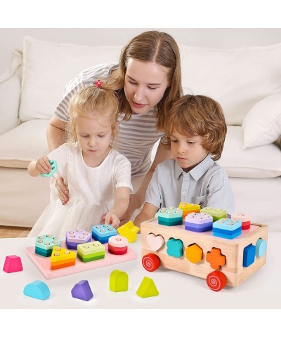 Wooden Shape Sorter Montessori Toys for 2 3 4 Year Old Toddlers Color Sorting Stacking Toys Preschool Kids Learning & Educati...