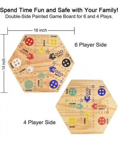 Marble Game Wahoo Board Game Double Side Painted Fast Track Board Game for 6 and 4 Player Game Board with 6 Colors 36 Glass M...