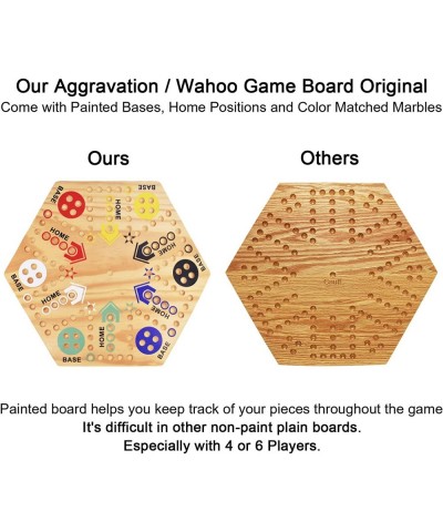 Marble Game Wahoo Board Game Double Side Painted Fast Track Board Game for 6 and 4 Player Game Board with 6 Colors 36 Glass M...