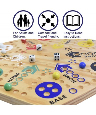 Marble Game Wahoo Board Game Double Side Painted Fast Track Board Game for 6 and 4 Player Game Board with 6 Colors 36 Glass M...