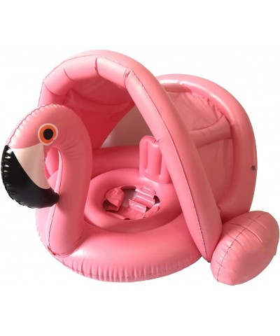 Baby Pool Swim Float with Canopy Inflatable Outdoor Swimming Ring Seat Pink Flamingo Kids Infant Toddler from 6 Months to 48 ...