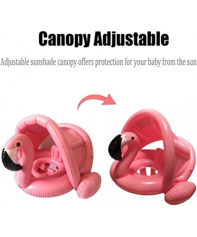 Baby Pool Swim Float with Canopy Inflatable Outdoor Swimming Ring Seat Pink Flamingo Kids Infant Toddler from 6 Months to 48 ...