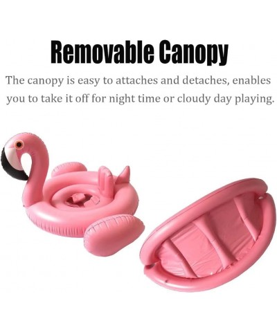 Baby Pool Swim Float with Canopy Inflatable Outdoor Swimming Ring Seat Pink Flamingo Kids Infant Toddler from 6 Months to 48 ...