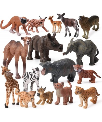 16pcs Baby Safari Animals Figures Realistic Wildlife Creatures Figurines Baby Animals African Jungle Zoo Miniature Toys Cake ...