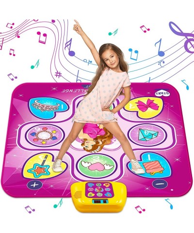 Dance Mat Dance Mixer Rhythm Step Play Mat Pink Dance Pad with LED Lights Adjustable Volume Built-in Music 5 Game Modes Xmas ...