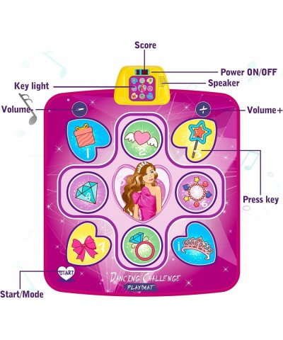 Dance Mat Dance Mixer Rhythm Step Play Mat Pink Dance Pad with LED Lights Adjustable Volume Built-in Music 5 Game Modes Xmas ...