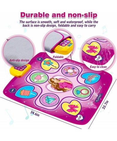 Dance Mat Dance Mixer Rhythm Step Play Mat Pink Dance Pad with LED Lights Adjustable Volume Built-in Music 5 Game Modes Xmas ...