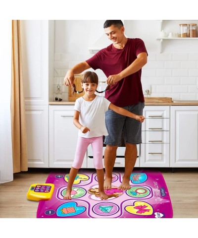 Dance Mat Dance Mixer Rhythm Step Play Mat Pink Dance Pad with LED Lights Adjustable Volume Built-in Music 5 Game Modes Xmas ...