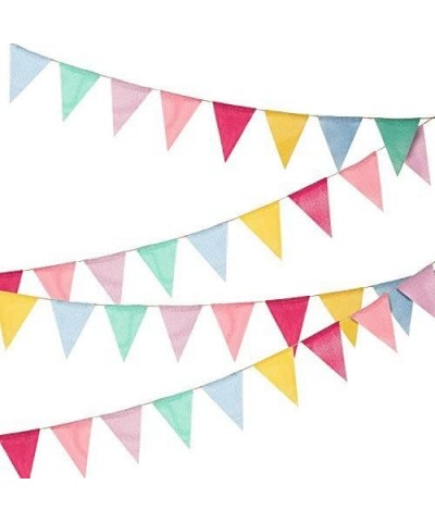 36 Flags Multicolor Pennant Flags Banner Pastel Bunting Laminated Burlap Banner Triangle Fabric Flag Banner for Party Decorat...